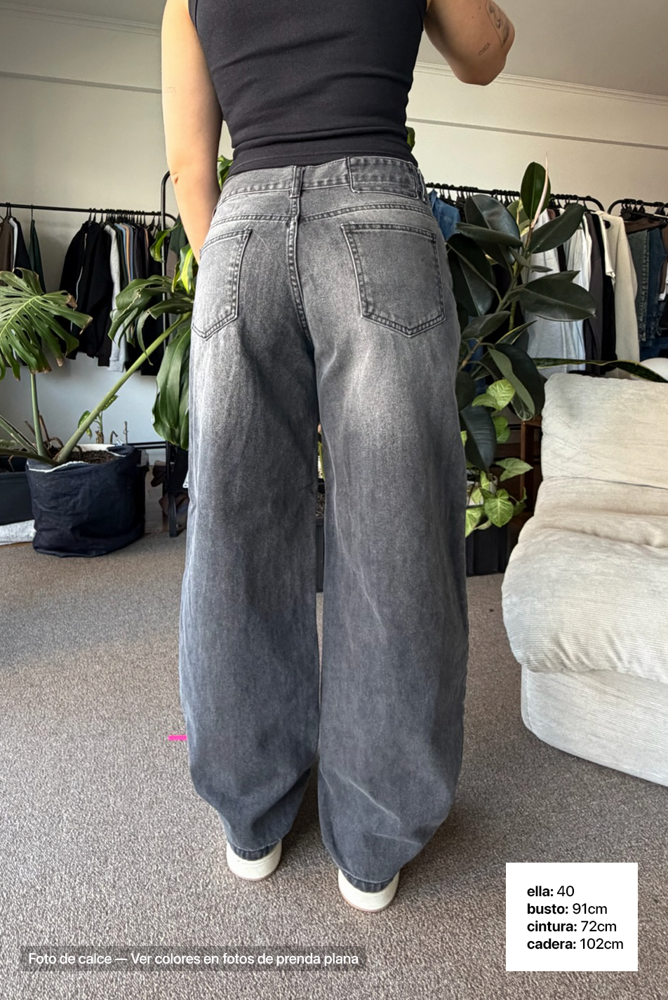 Jean Baggy Mujer Old Black