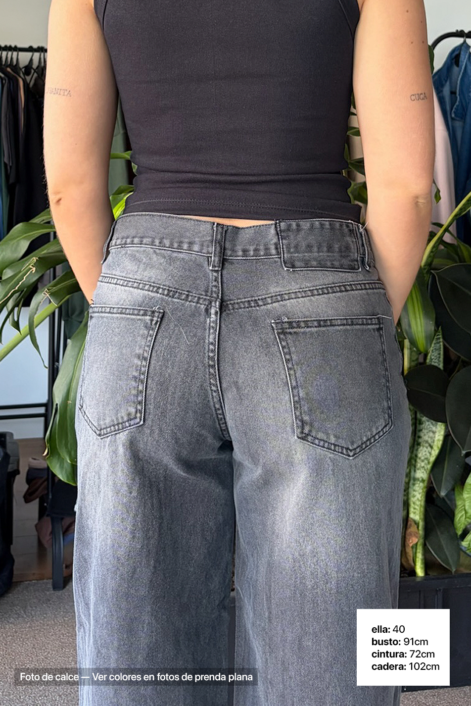 Jean Baggy Mujer Old Black