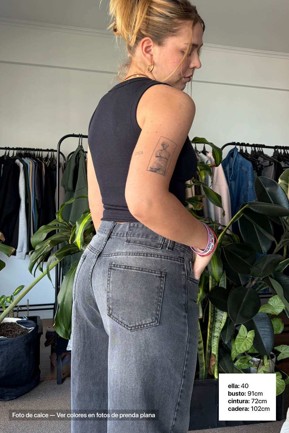 Jean Baggy Mujer Old Black