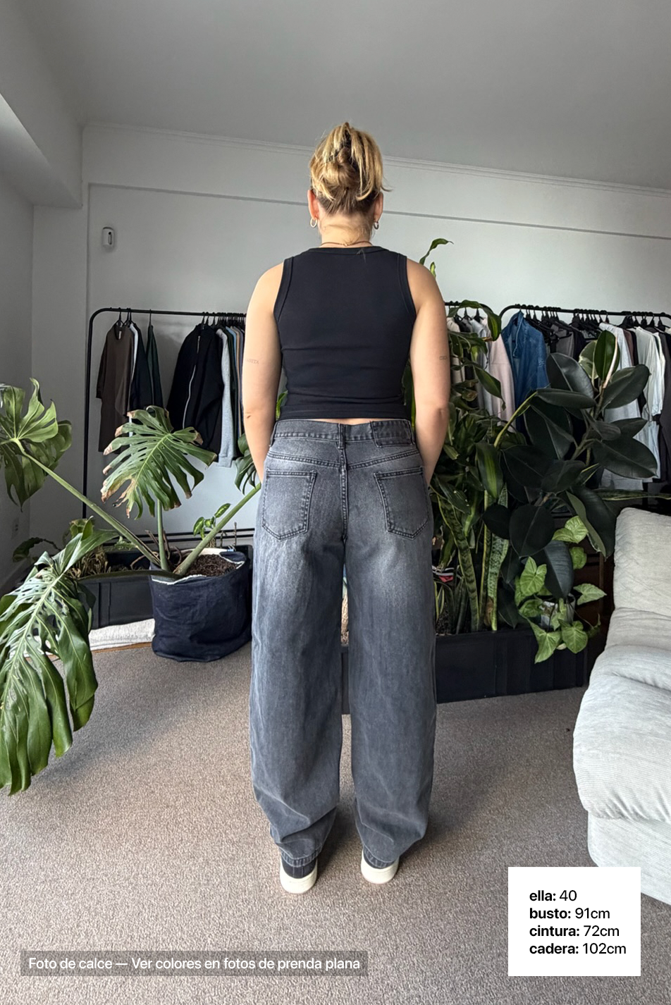 Jean Baggy Mujer Old Black