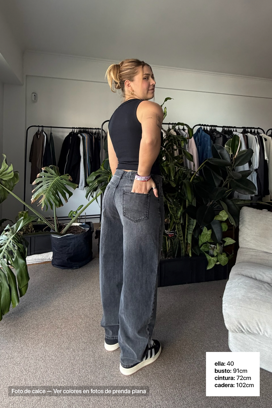 Jean Baggy Mujer Old Black