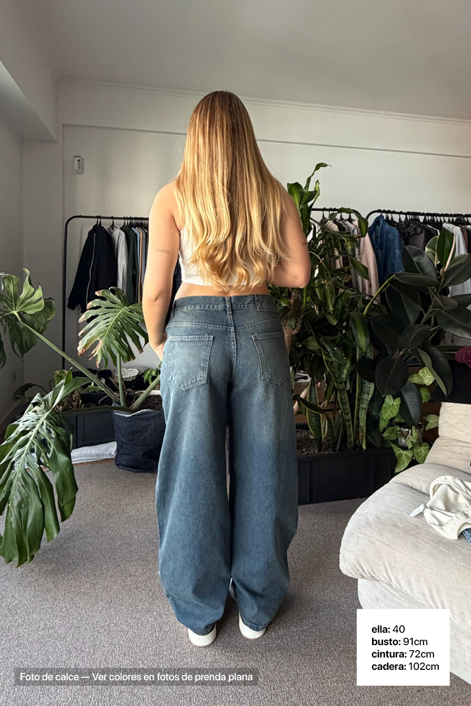 Jean Baggy Mujer Oxido Blue