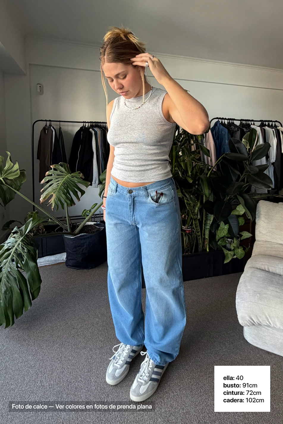 Jean Baggy Mujer Pale Blue