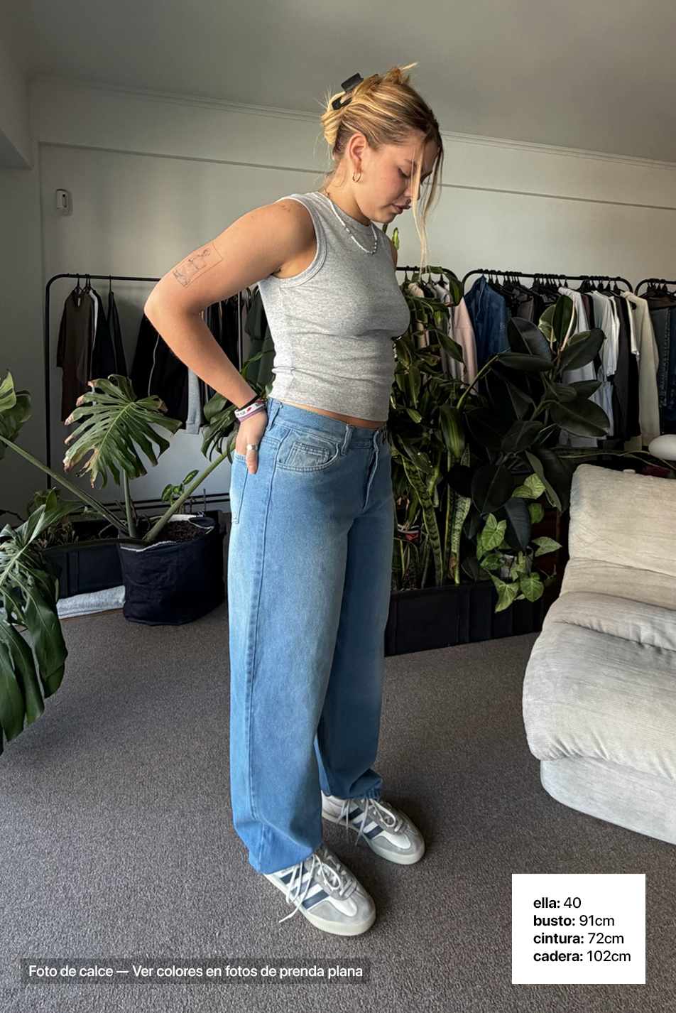 Jean Baggy Mujer Pale Blue