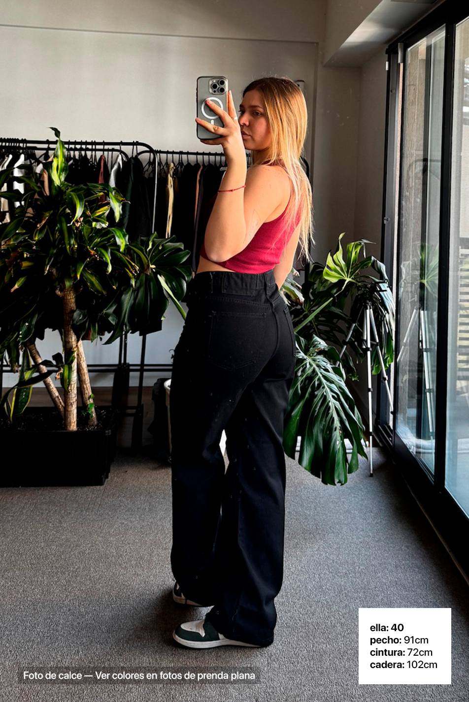 Jean Wide Leg Mujer Super Black