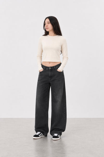 Remera Ribb Manga Larga Crop
