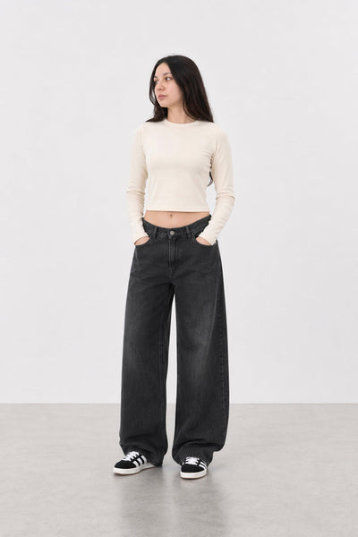 Remera Ribb Manga Larga Crop calce 2
