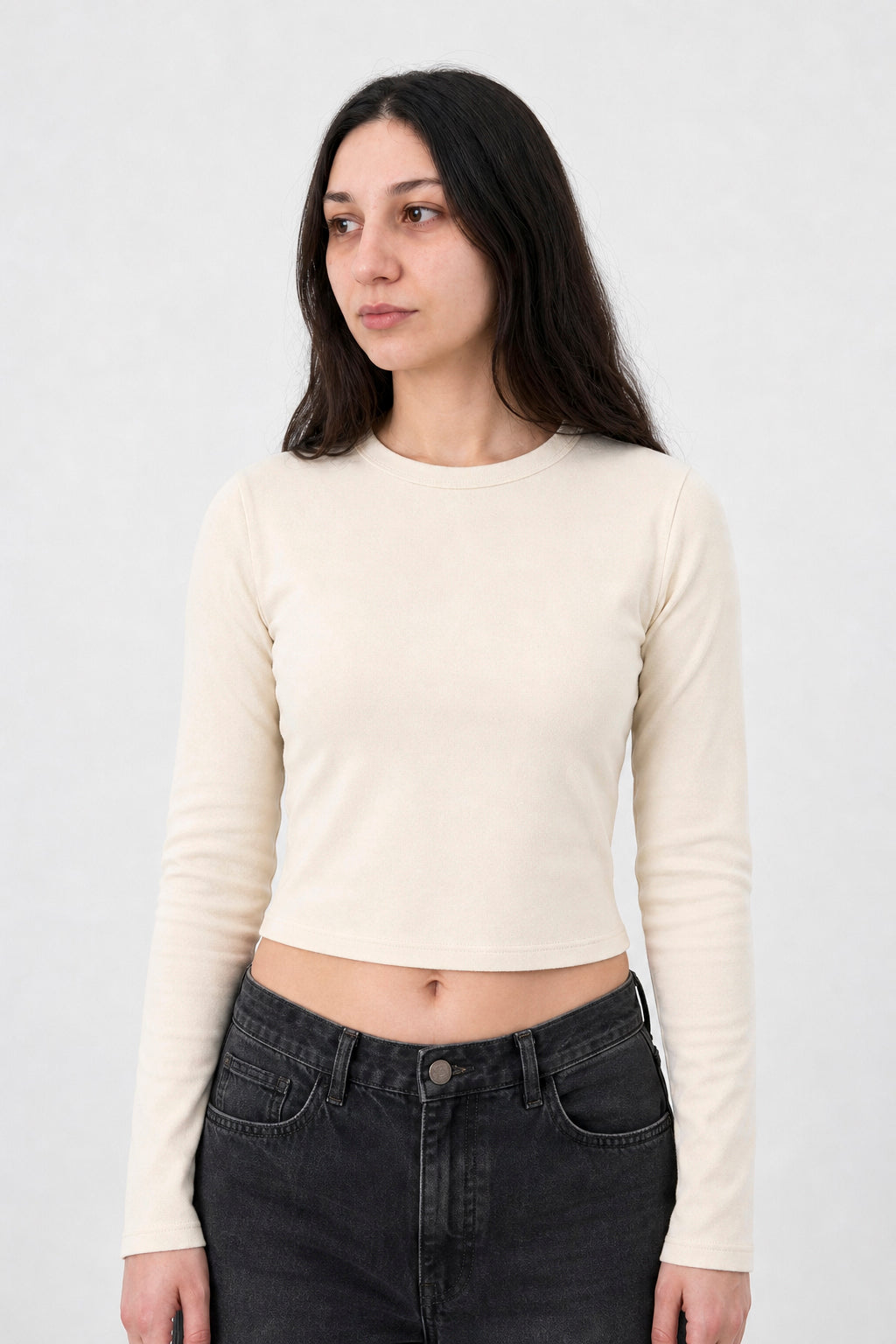 Remera Ribb Manga Larga Crop calce 1
