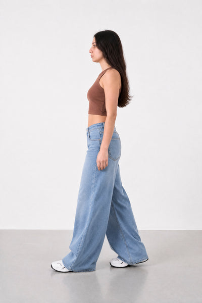 Jean Elastizado Wide Leg Light Blue Mujer