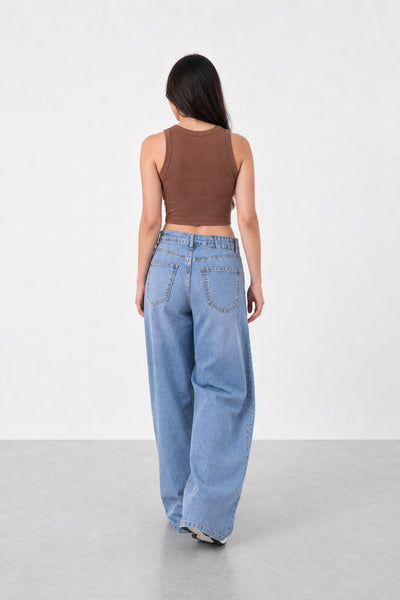 Jean Elastizado Wide Leg Light Blue Mujer
