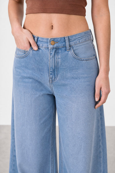 Jean Elastizado Wide Leg Light Blue Mujer