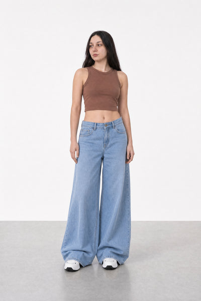 Jean Elastizado Wide Leg Light Blue Mujer