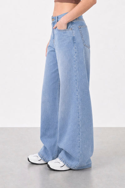 Jean Elastizado Wide Leg Light Blue Mujer