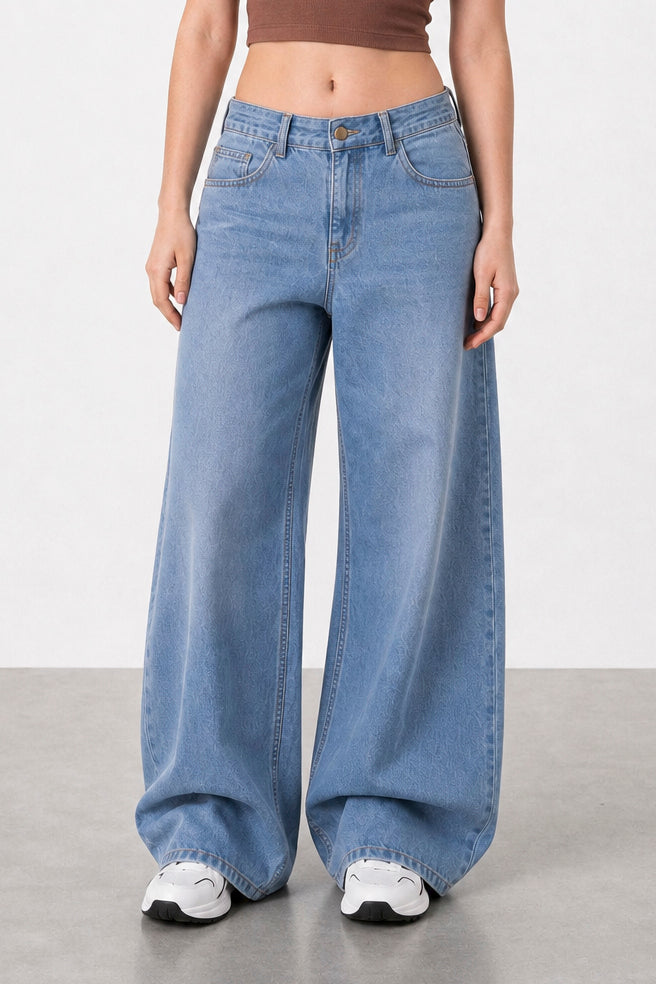 Jean Elastizado Wide Leg Light Blue Mujer