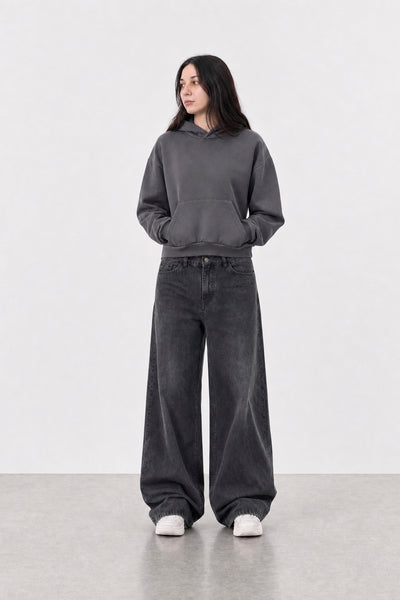 Jean Elastizado Wide Leg Old Black Mujer