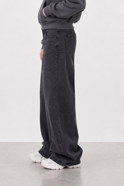 Jean Elastizado Wide Leg Old Black Mujer
