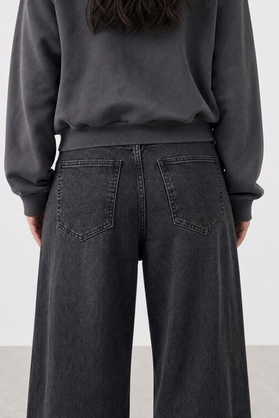 Jean Elastizado Wide Leg Old Black Mujer