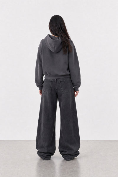Jean Elastizado Wide Leg Old Black Mujer