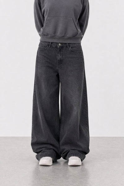 Jean Elastizado Wide Leg Old Black Mujer