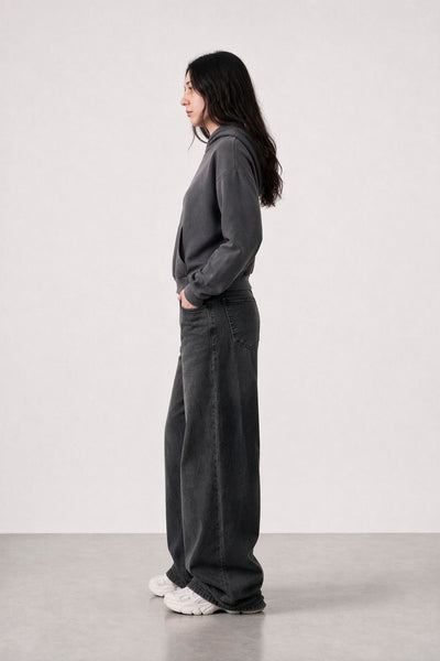 Jean Elastizado Wide Leg Old Black Mujer