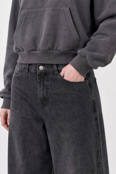 Jean Elastizado Wide Leg Old Black Mujer