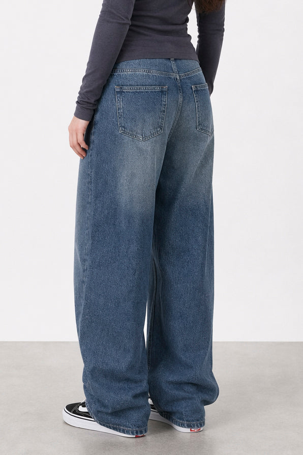Jean Baggy Old Blue Black - Mujer