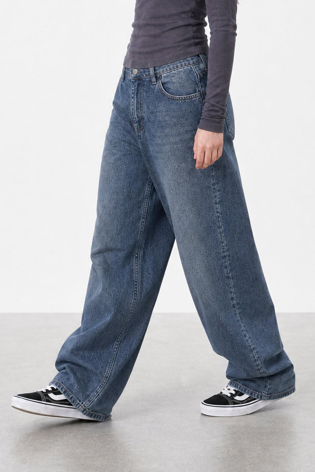 Jean Baggy Old Blue Black - Mujer