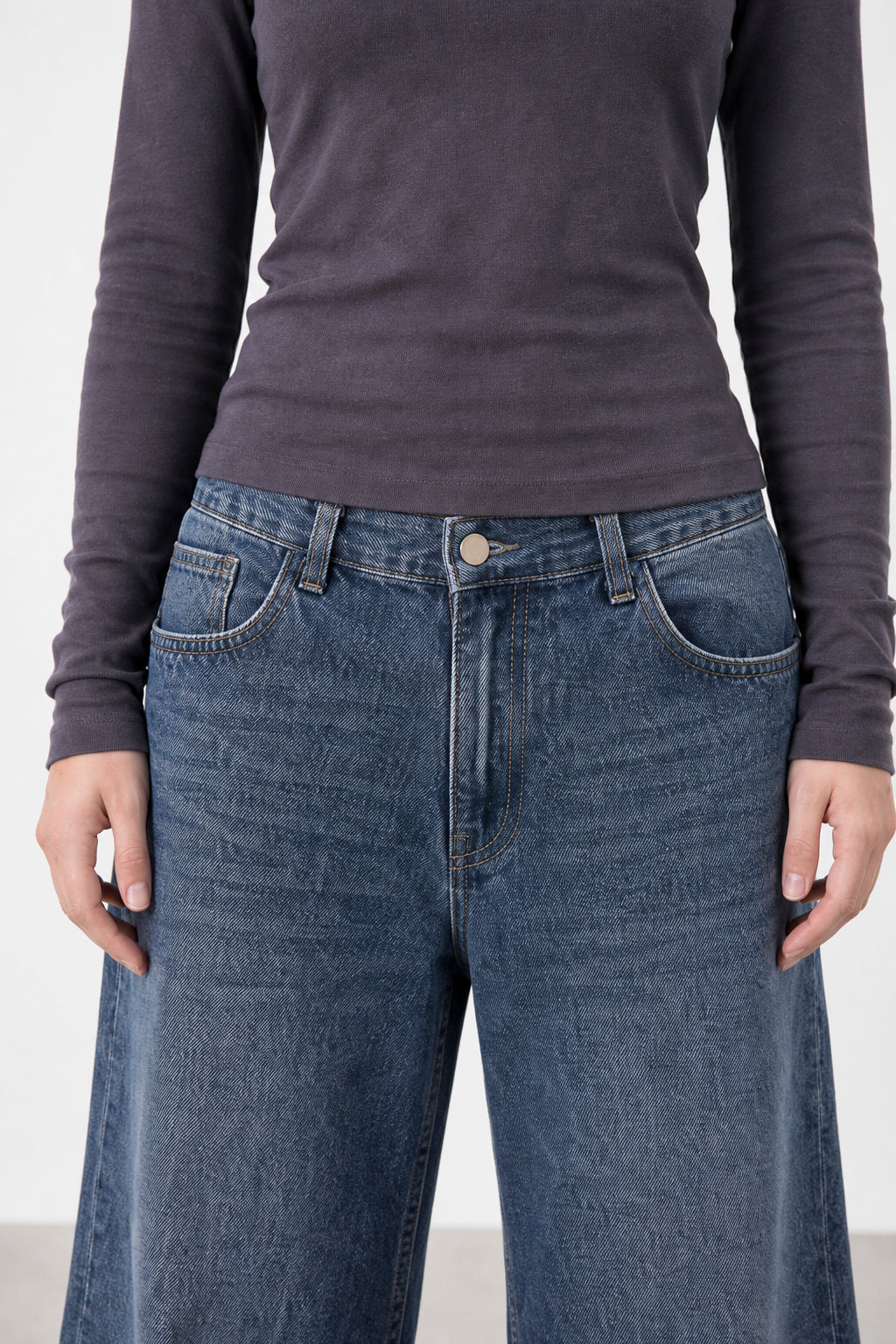 Jean Baggy Old Blue Black - Mujer