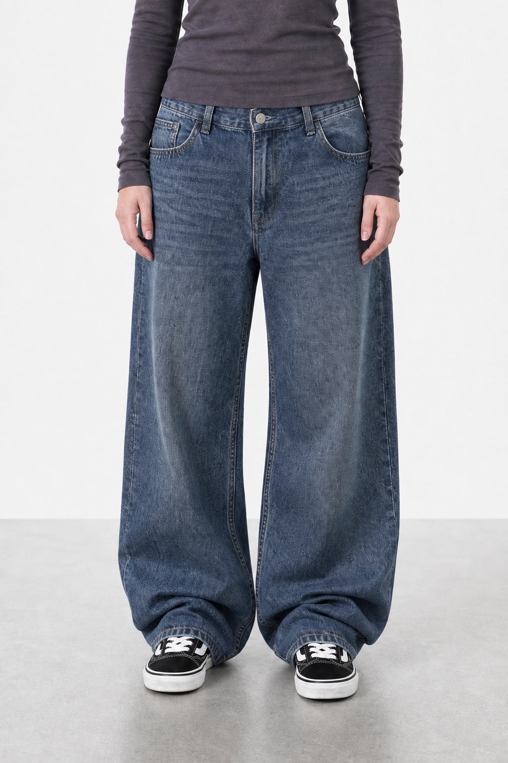 Jean Baggy Old Blue Black - Mujer