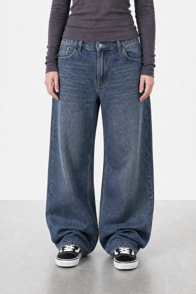 Jean Baggy Old Blue Black - Mujer