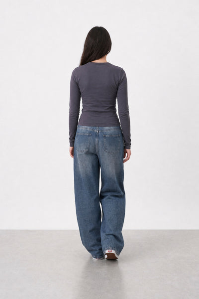 Jean Baggy Old Blue Black - Mujer