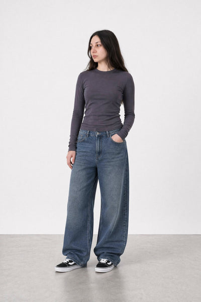 Jean Baggy Old Blue Black - Mujer