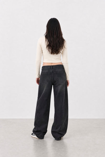 Jean Baggy Oxido Black Mujer
