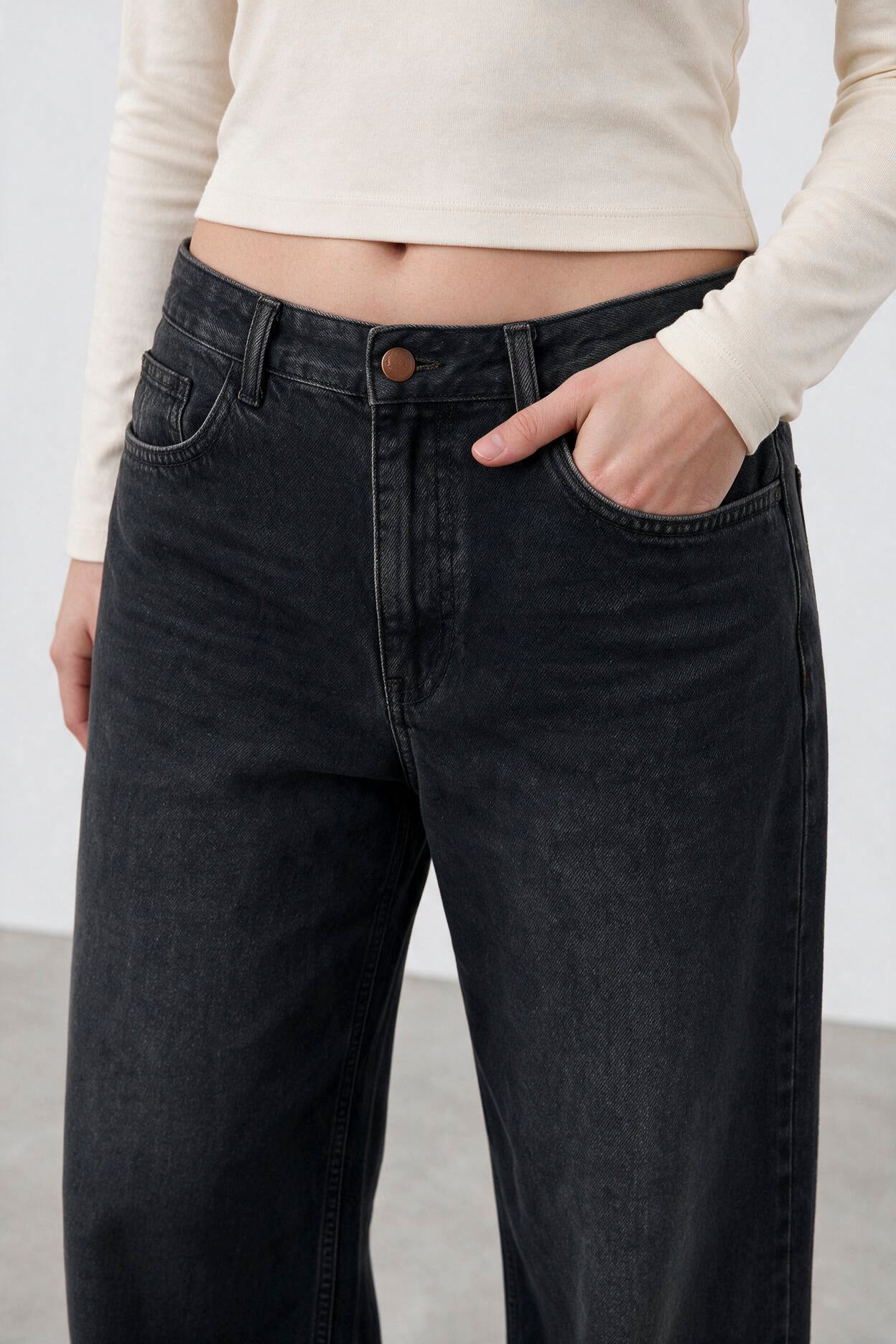 Jean Baggy Oxido Black Mujer