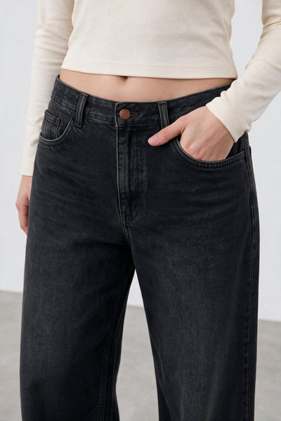 Jean Baggy Oxido Black Mujer
