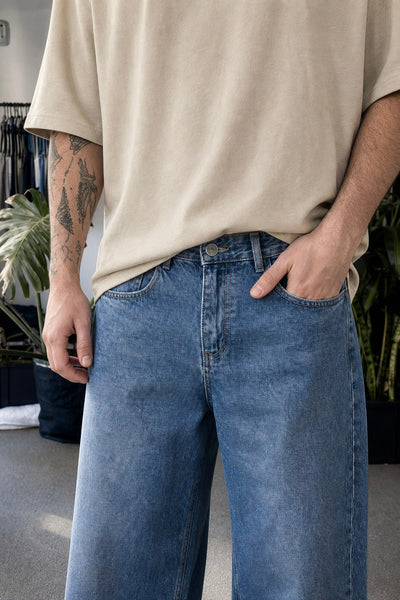 Hoodie Oversize Frisado + Jean Baggy Blue Hombre