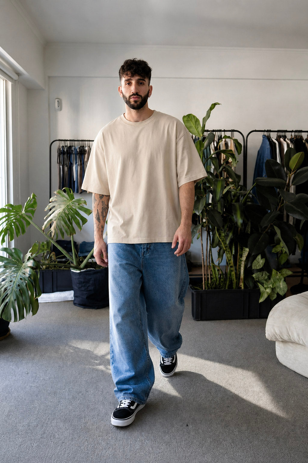 Hoodie Oversize Frisado + Jean Baggy Blue Hombre