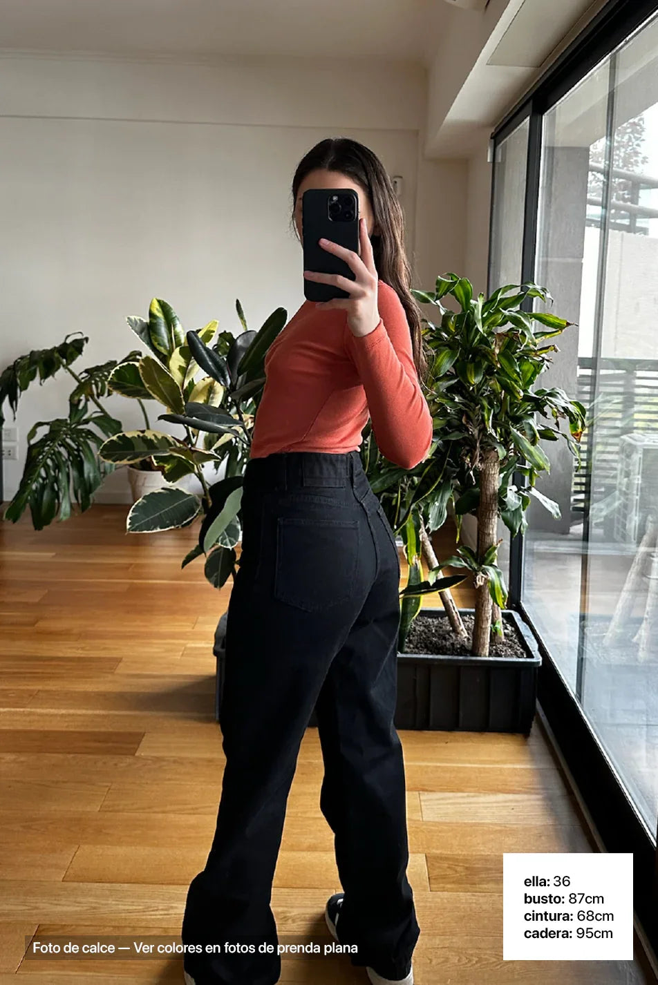 Jean Wide Leg Mujer Super Black