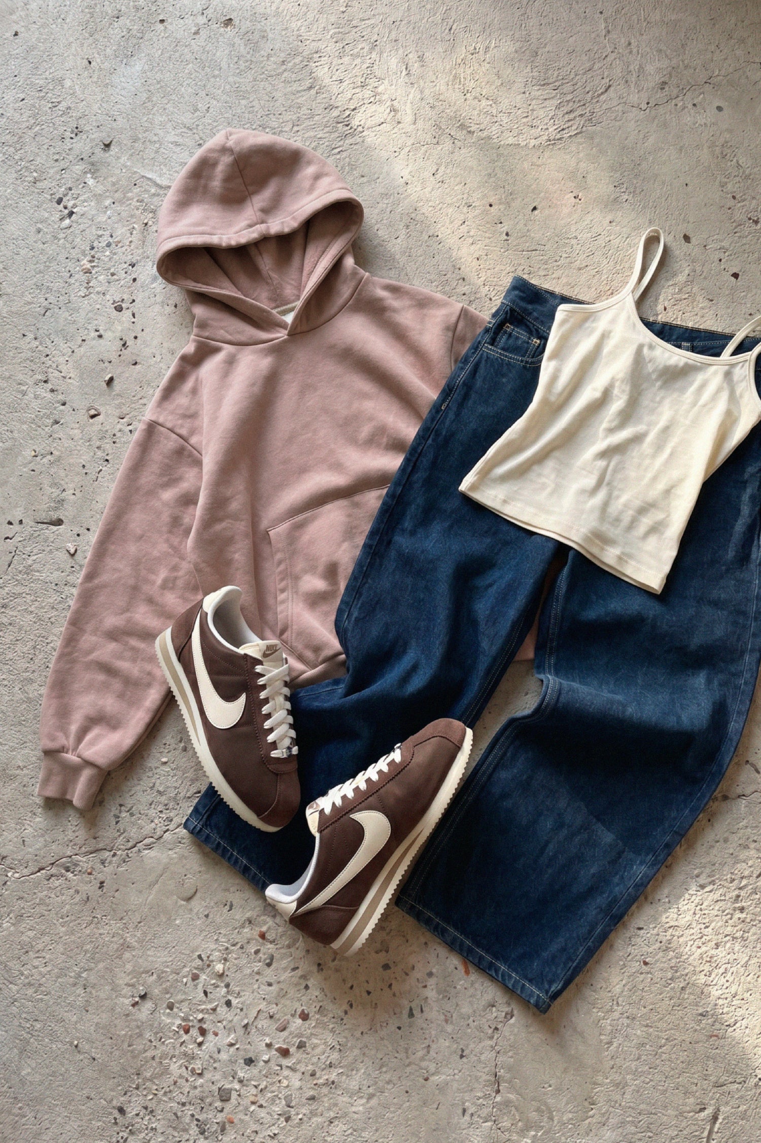 Canguro Boxy Frisado + Top Tiritas + Jean Baggy Classic