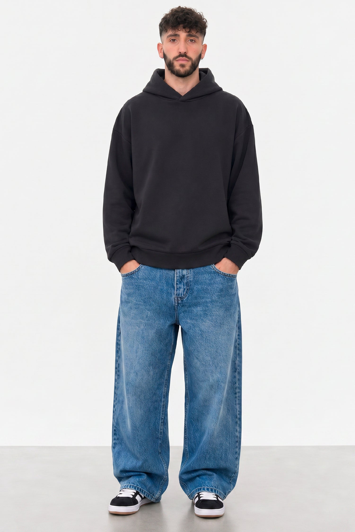 Hoodie Oversize Frisado + Jean Baggy Blue Hombre