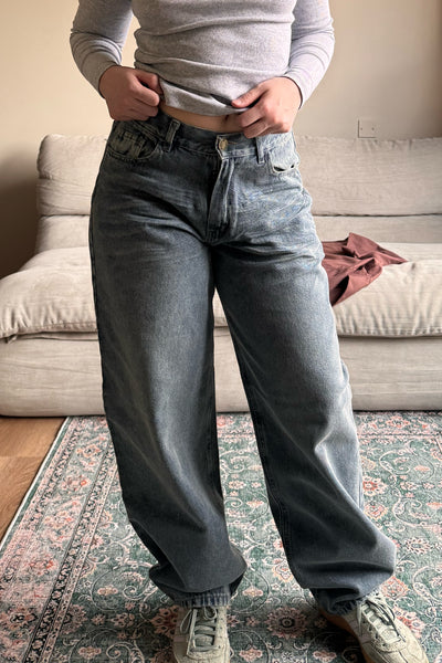 Jean Baggy Old Blue Black - Mujer