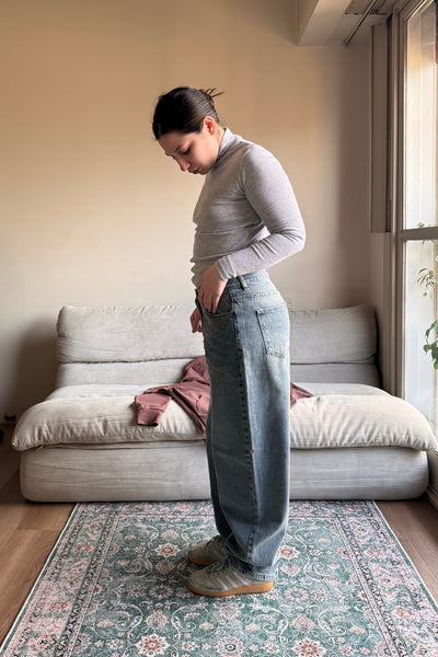 Jean Baggy Old Blue Black - Mujer