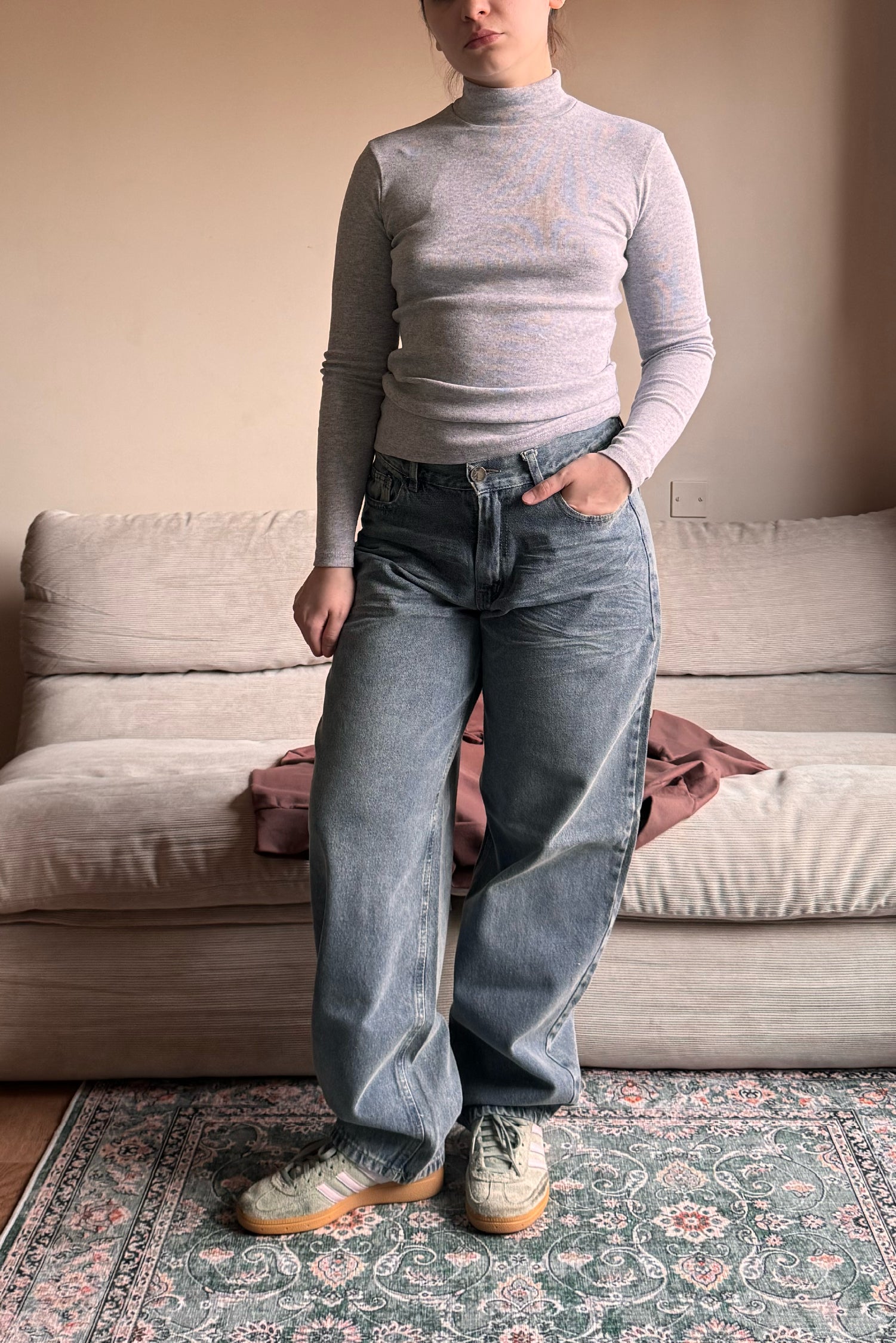 Jean Baggy Old Blue Black - Mujer