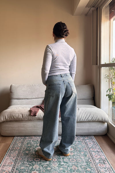 Jean Baggy Old Blue Black - Mujer