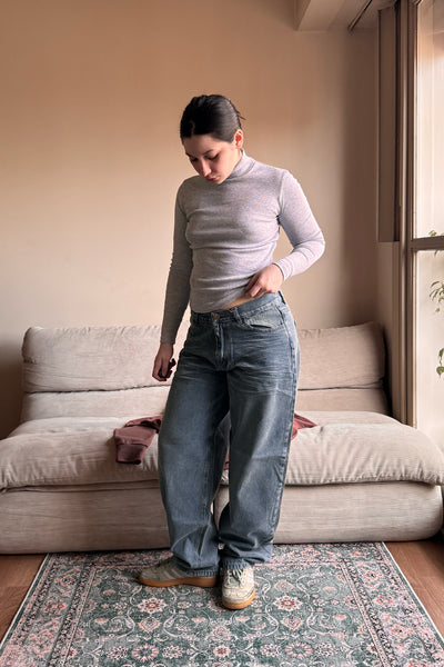 Jean Baggy Old Blue Black - Mujer
