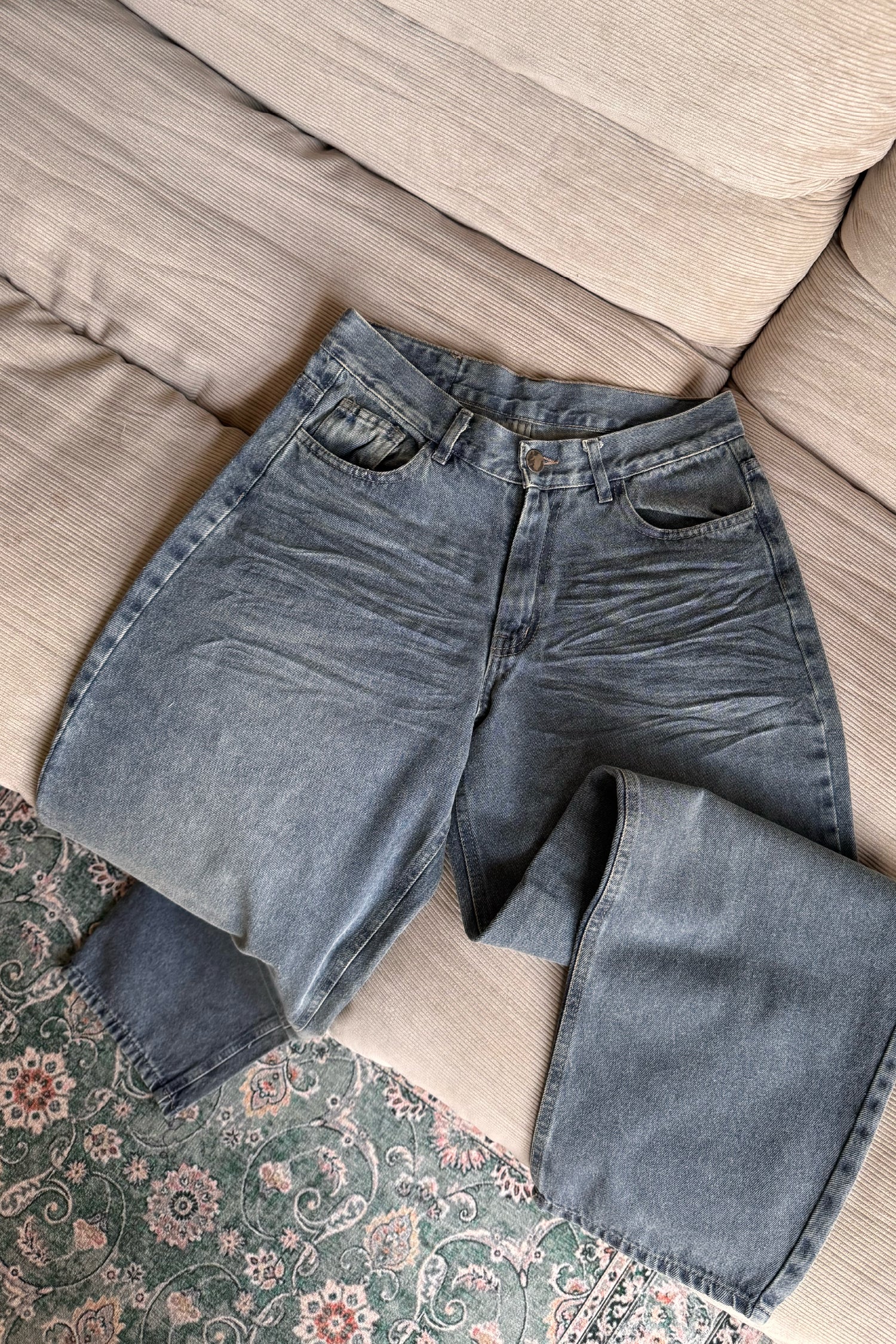 Jean Baggy Old Blue Black - Mujer