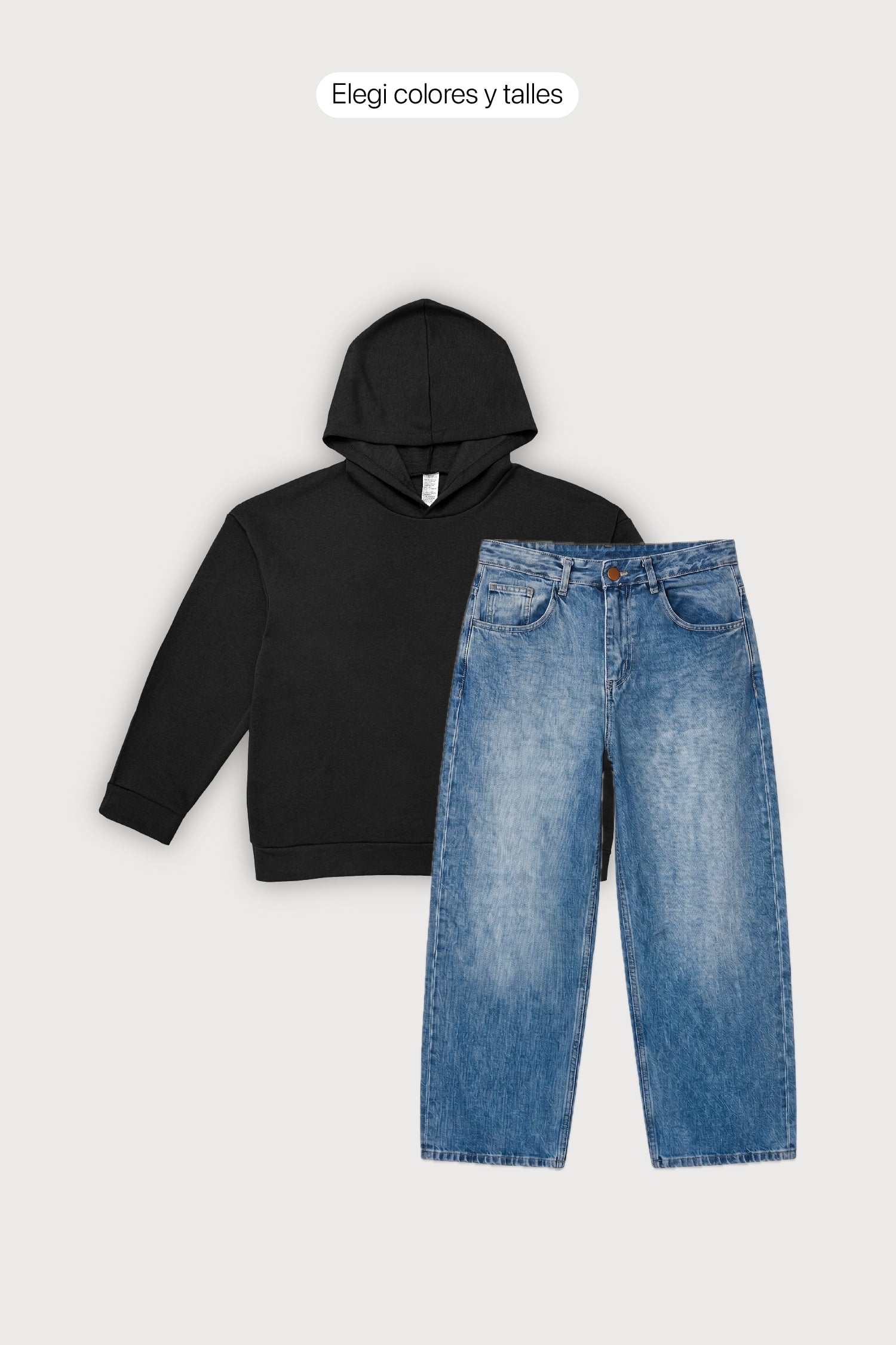 Hoodie Oversize Frisado + Jean Baggy Blue Hombre