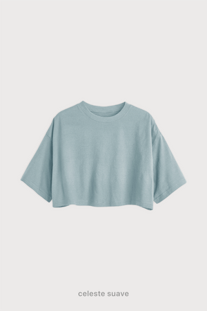 Remera Crop - Celeste Suave