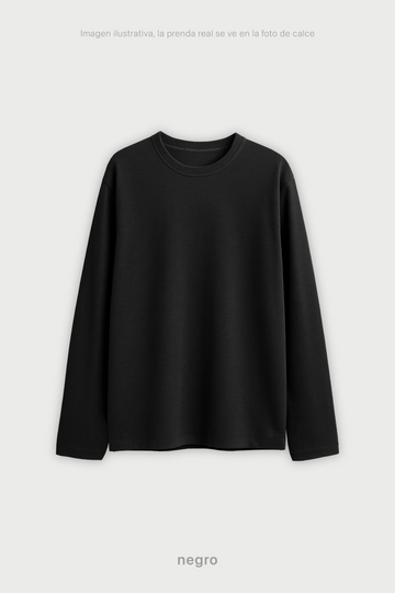 Remera Manga Larga Hombre - Negro