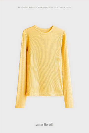 Remera Ribb Manga Larga - Amarillo Pill